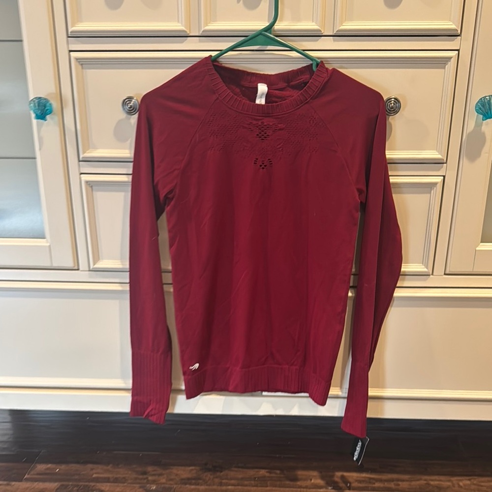 Ideology Red Fitted Long Sleeve Polo T-Shirt